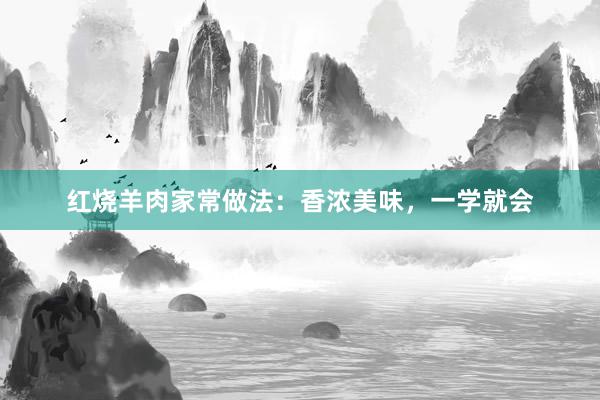 红烧羊肉家常做法：香浓美味，一学就会